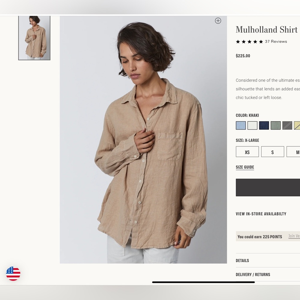 Velvet by Graham & Spencer Mulholland Shirt - oversized 100% linen Sz XS
